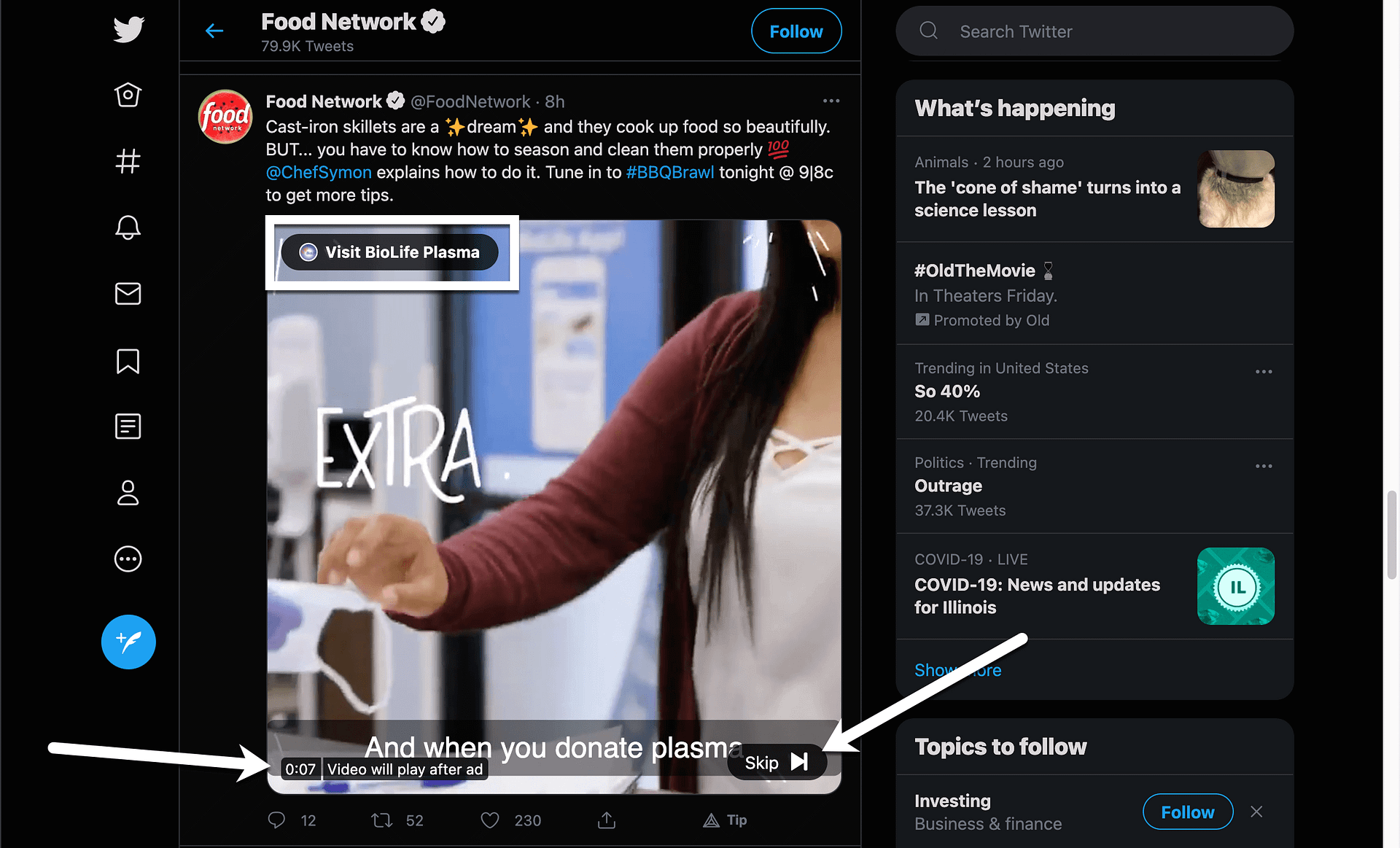 Twitter Amplify Pre-roll ad example