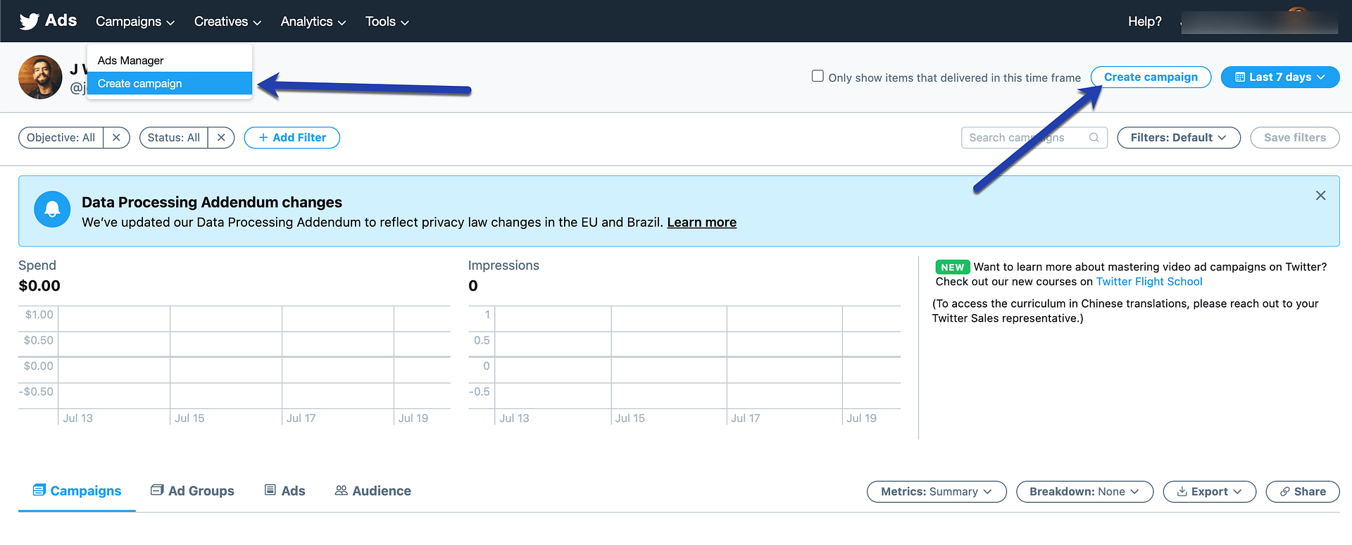 create campaign for Twitter Amplify