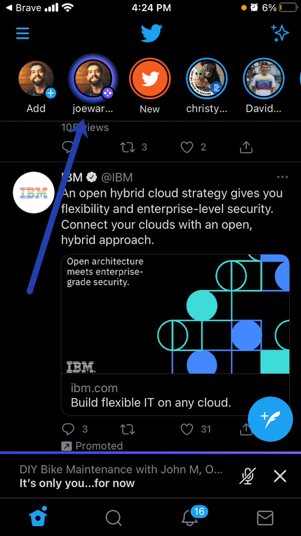 moments area for Twitter Spaces.