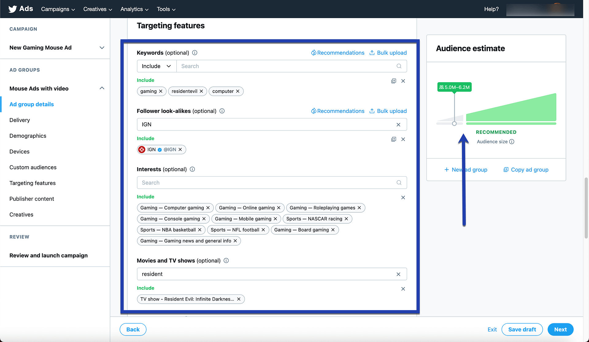 targeting features for Twitter Amplify pre-roll ads