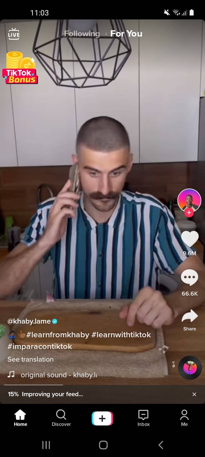 The TikTok mobile front page