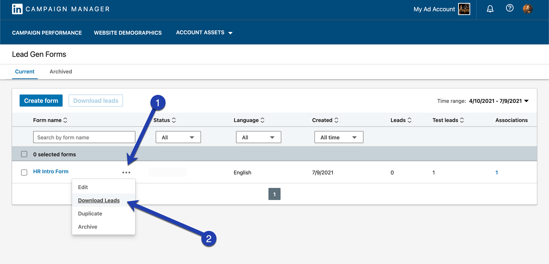 download leads - LinkedIn lead generation