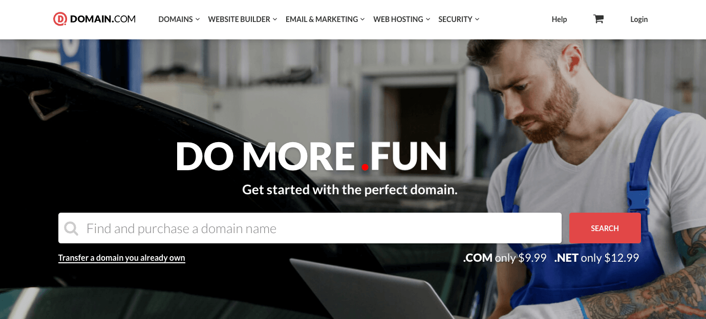 Domain.com search for org vs net domains