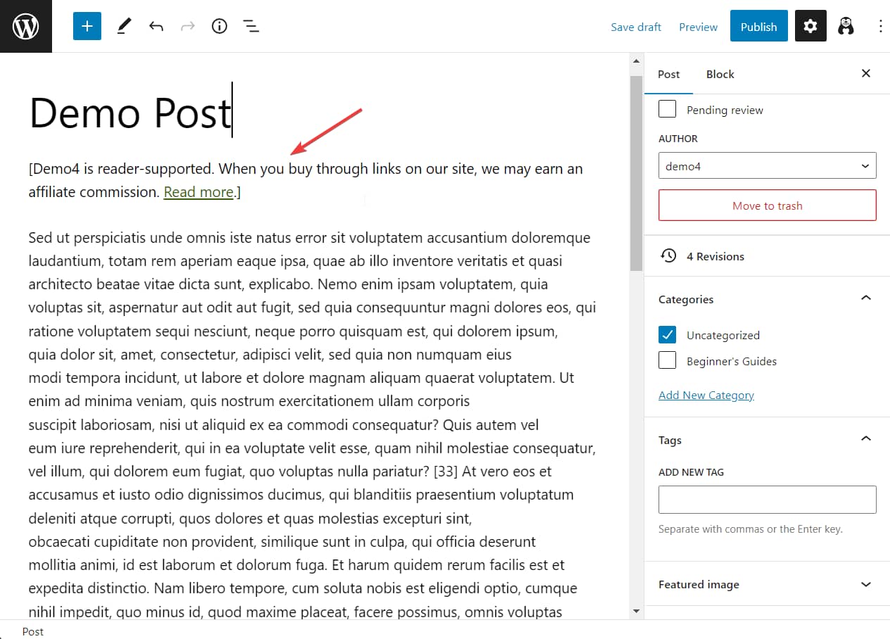 Adding a WordPress notification bar text