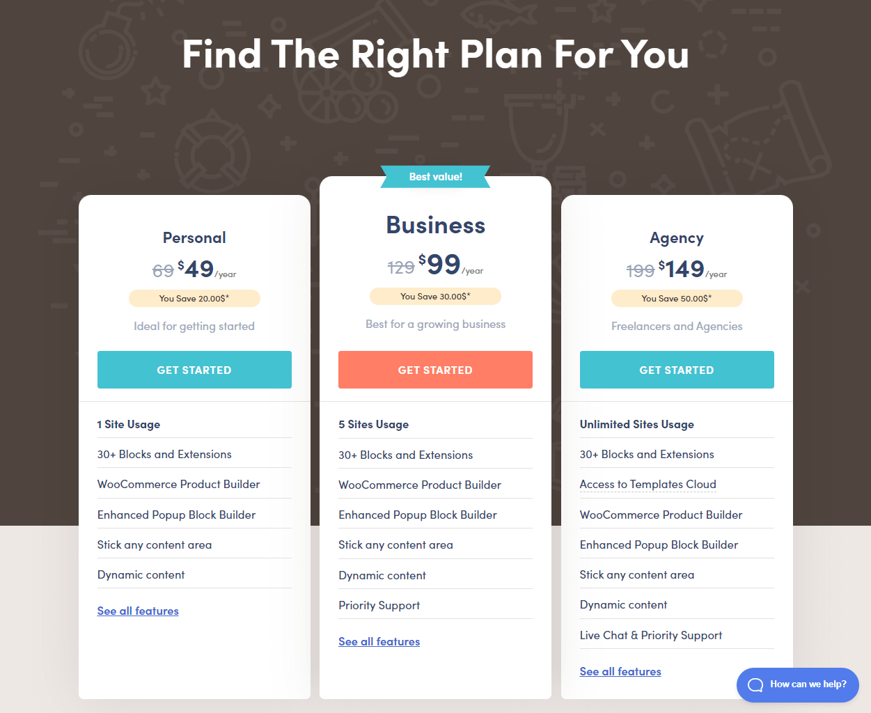Otter Blocks pricing tables