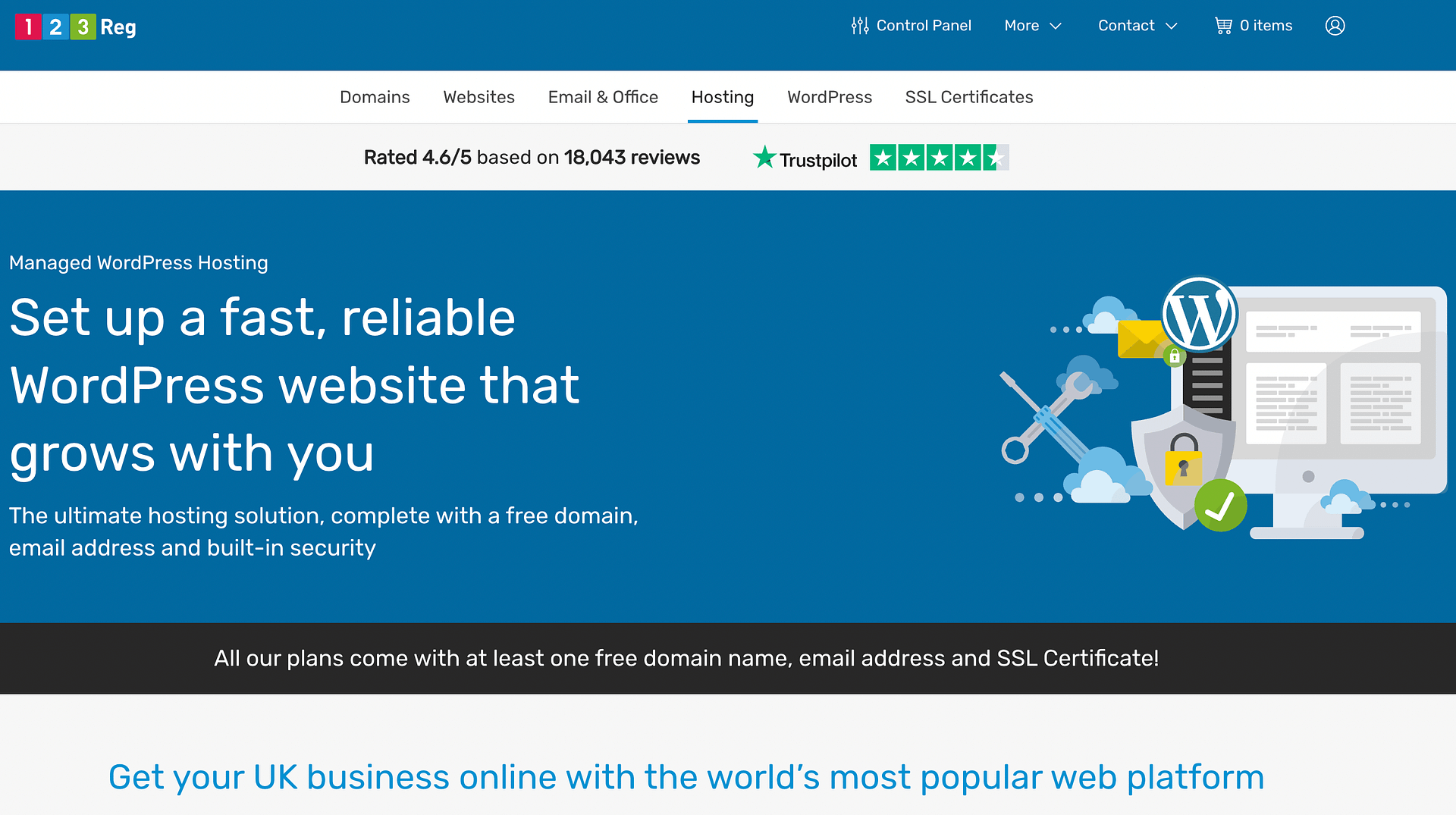 123 Reg web host's website.