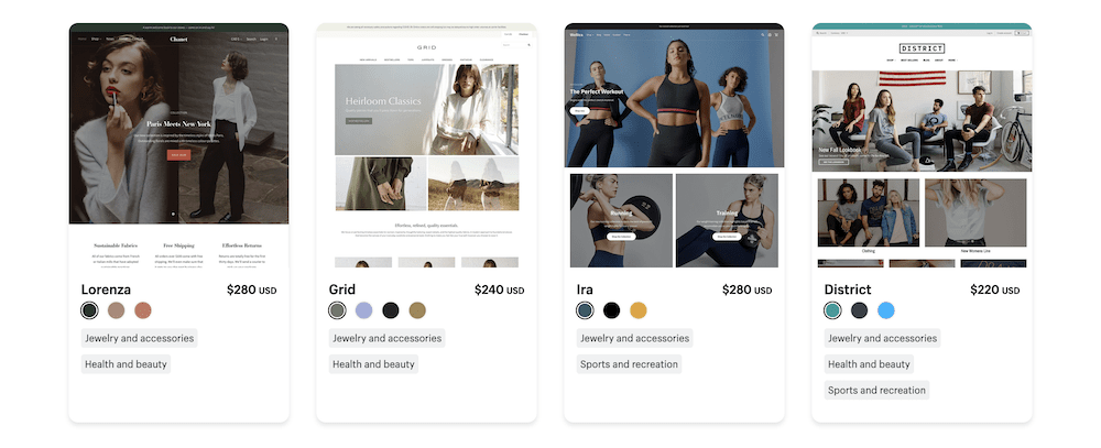 A selection of Shopify themes.