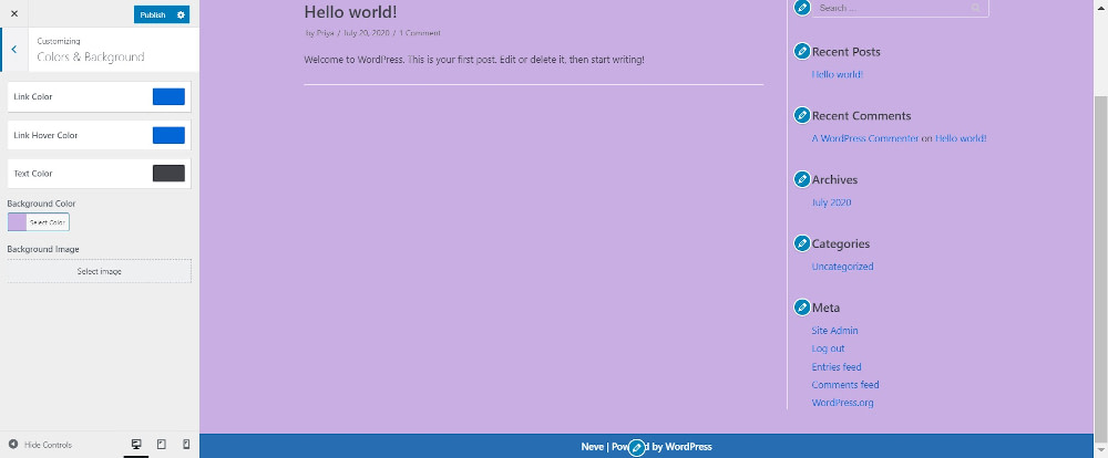 Choosing colors and background