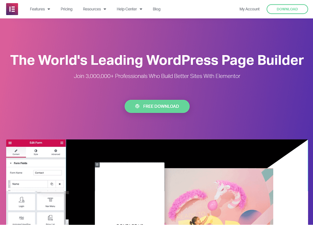 WordPress page builders: Elementor
