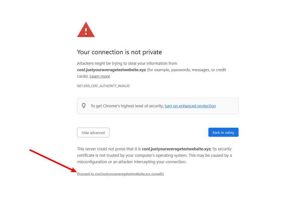 Chrome SSL warning