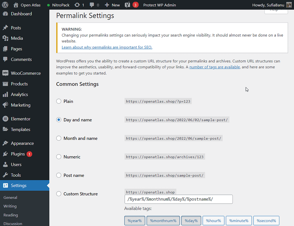 permalink page on wordpress