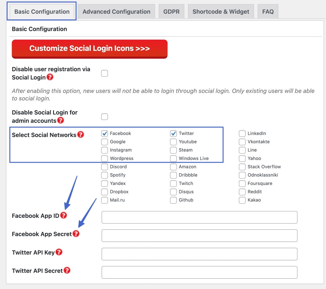picking social networks to include in WooCommerce login