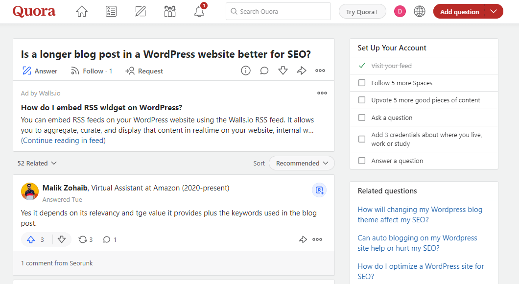 A WordPress question in Quora