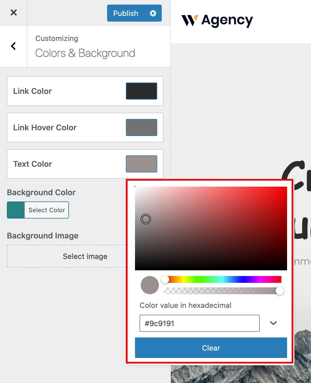 Use sliders to change colors in the WordPress customizer
