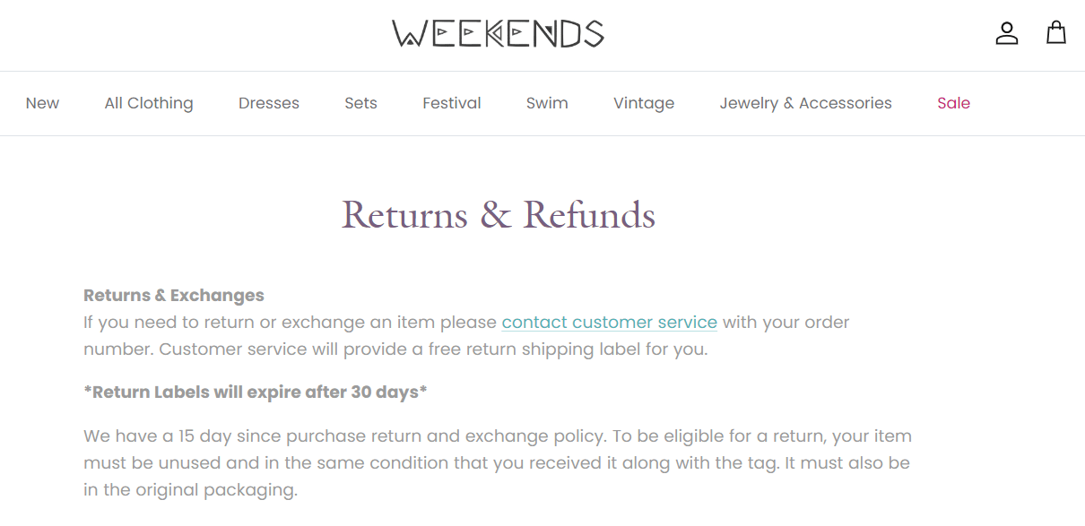 A shop that offers refunds and returns