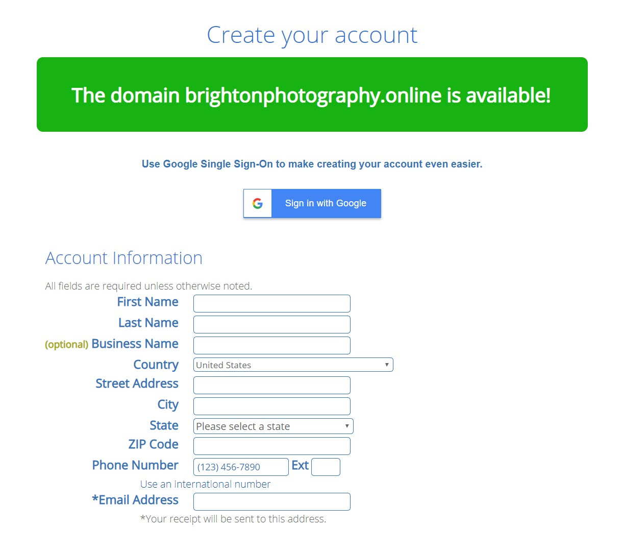 Buy hosting and a domain name - Login