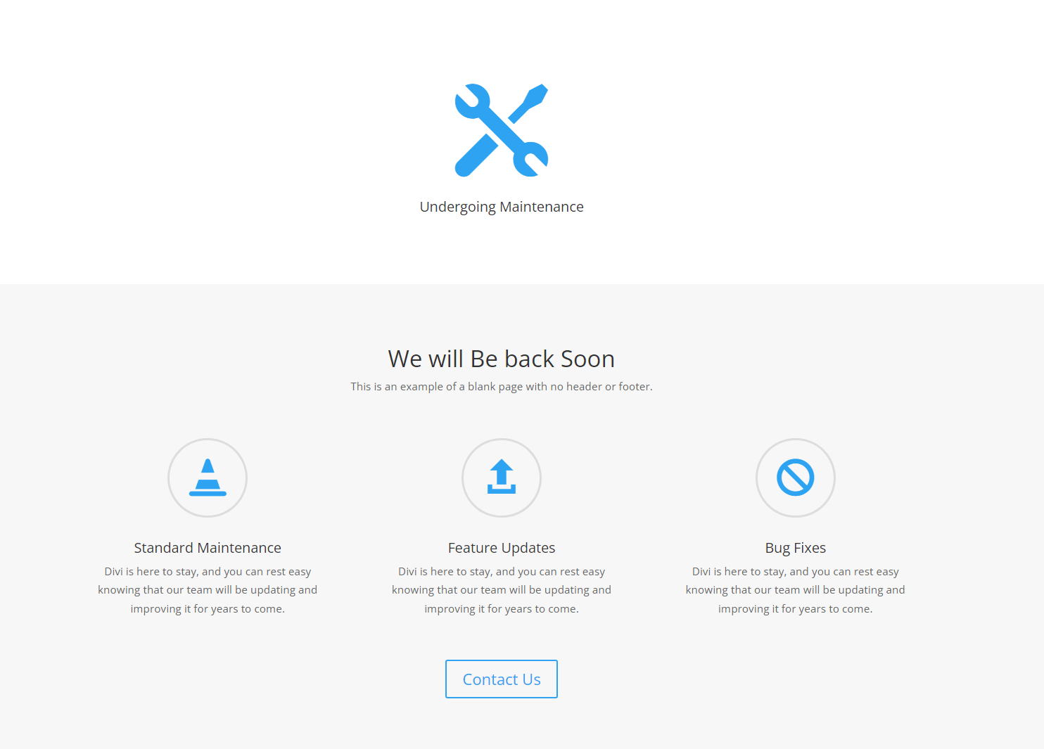 page template under maintenance