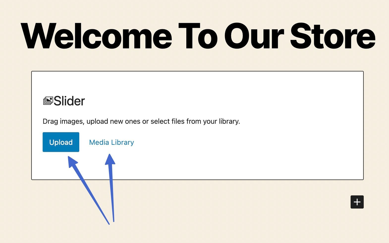 Uploading or choosing the media library for a slider in WordPress 