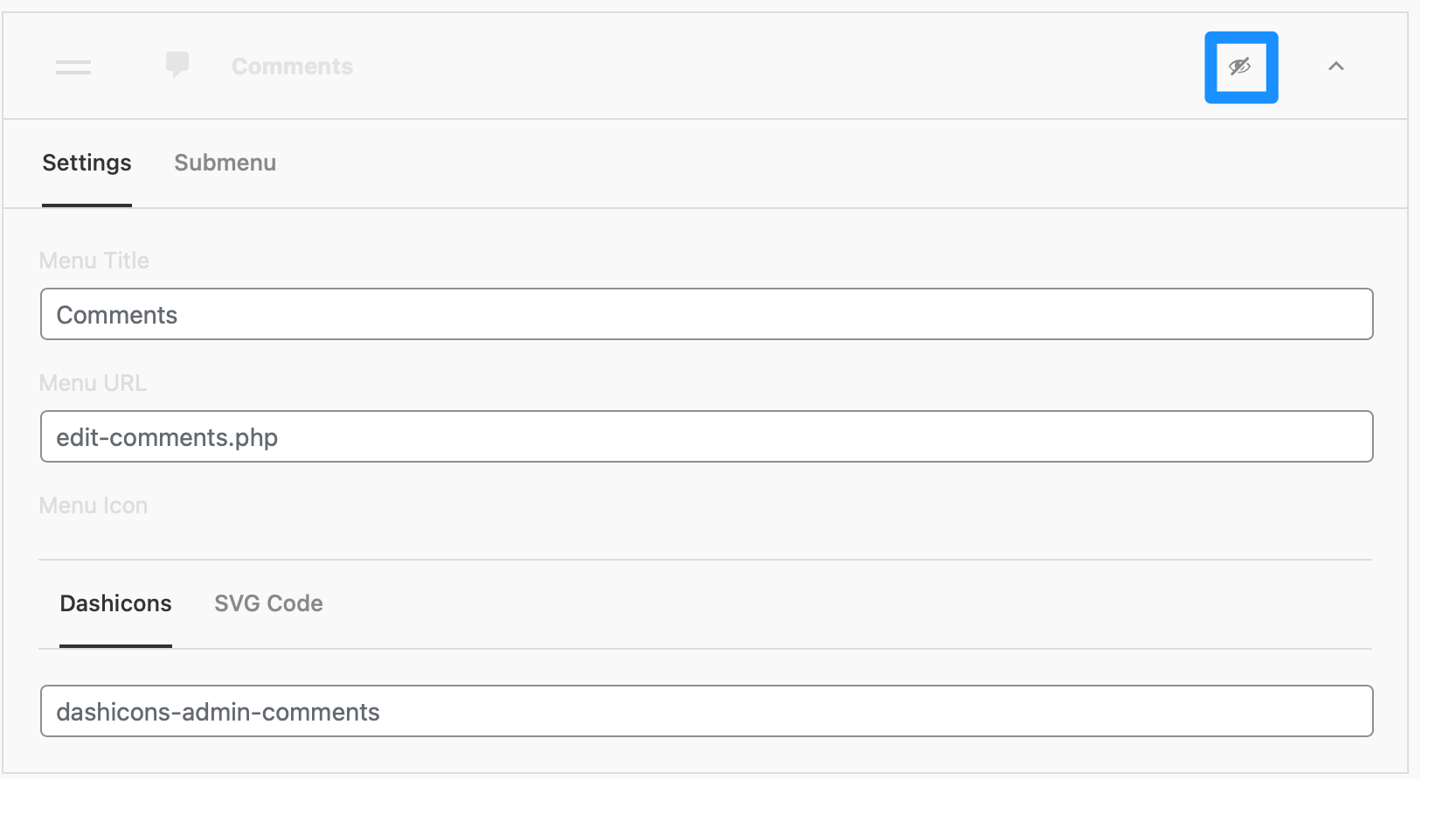 hide menu items in wordpress