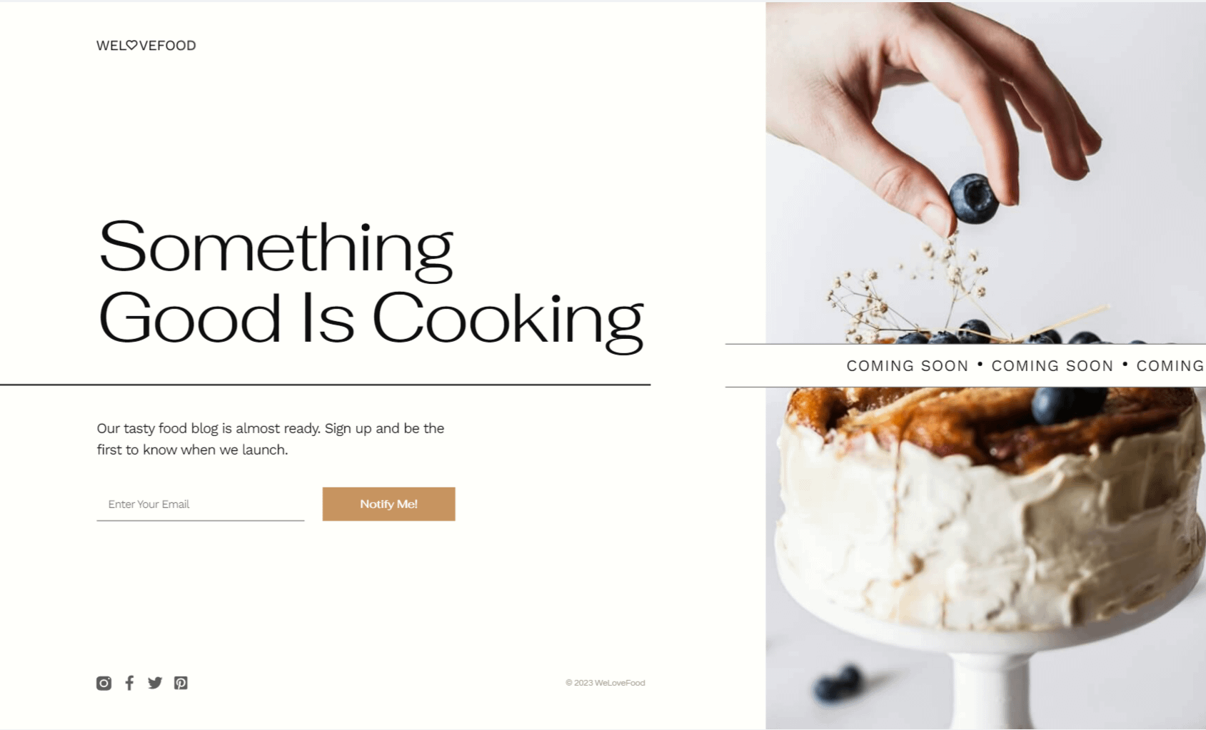 Coming soon template for cooking blog