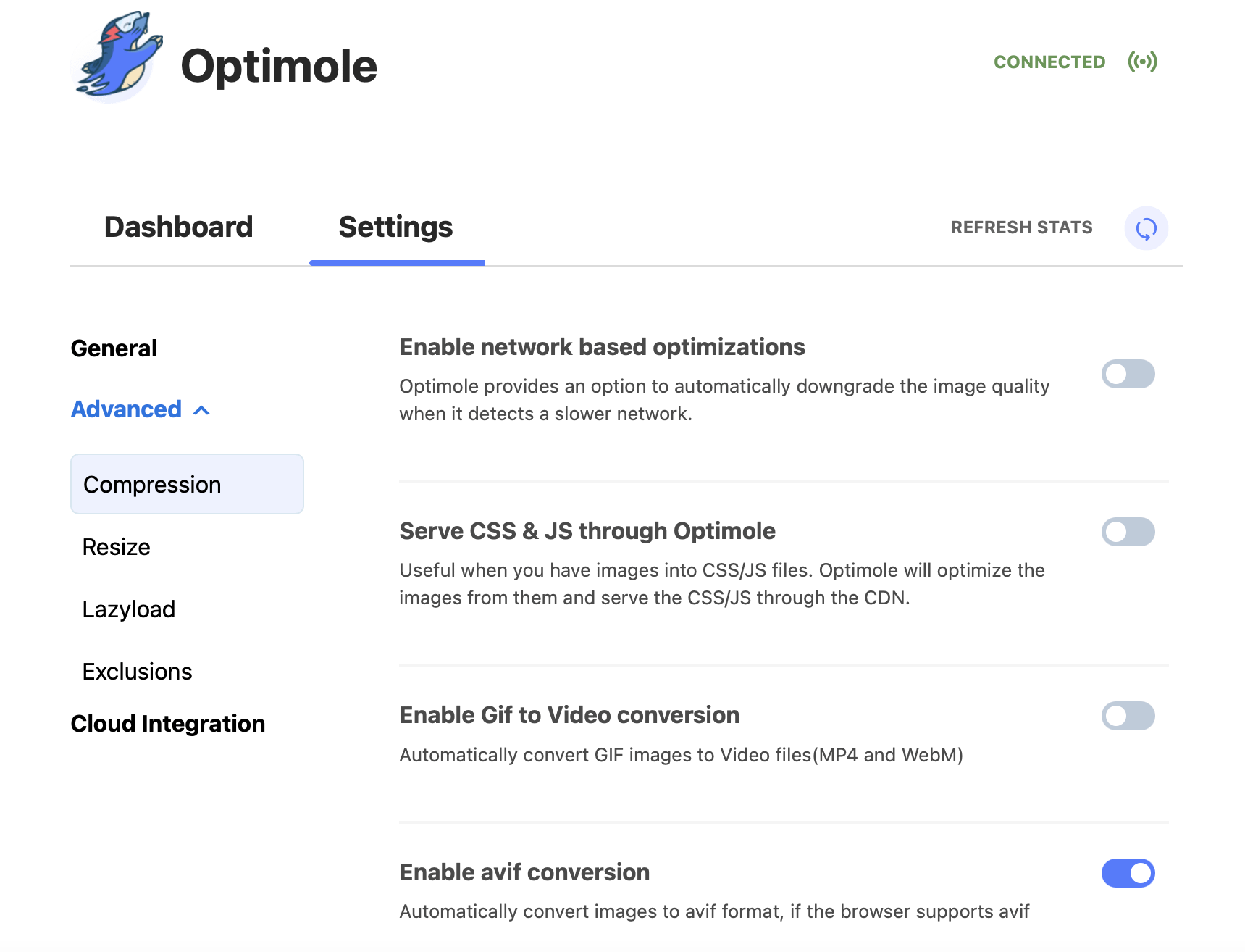 Optimol Advanced Settings