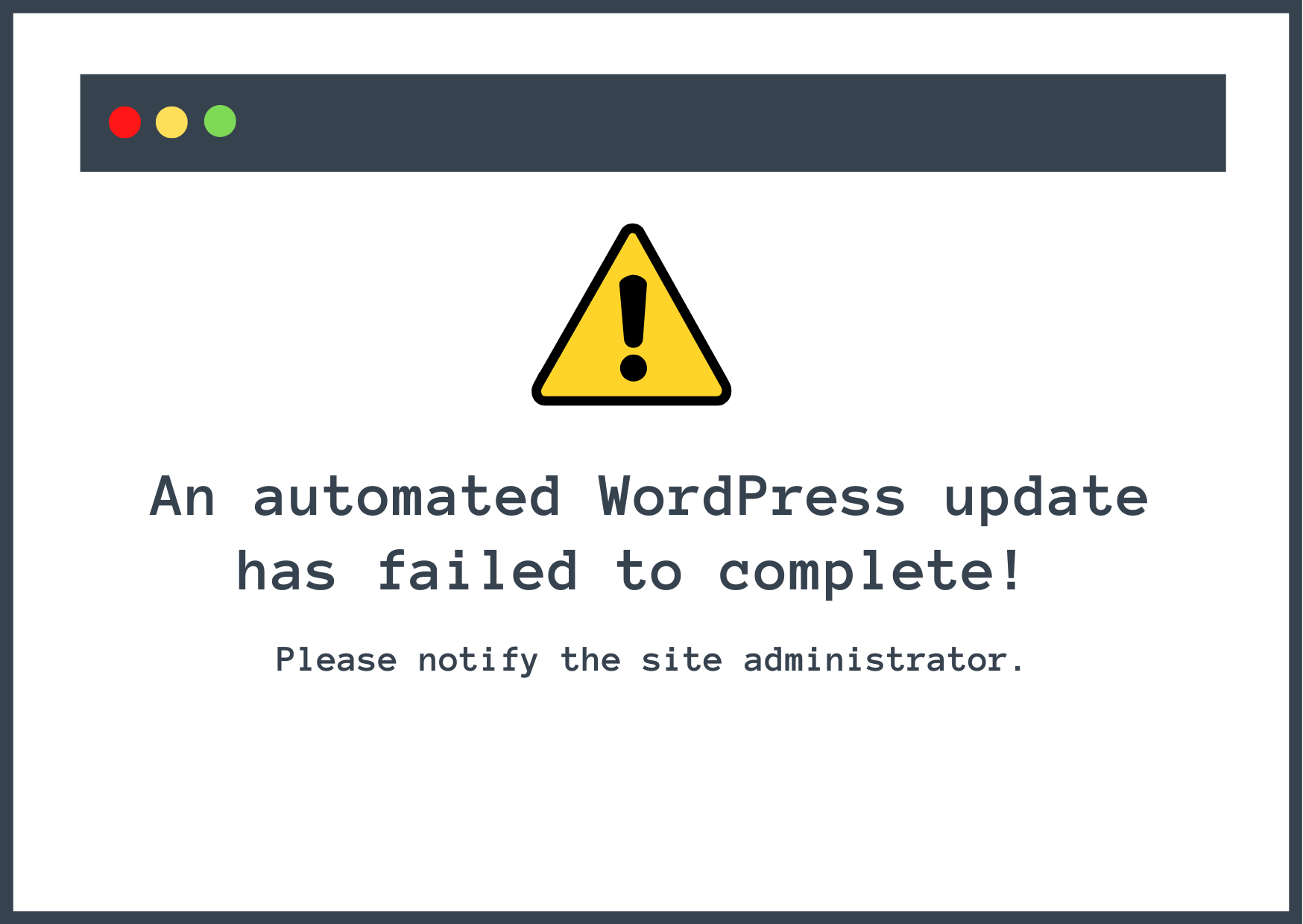 An automated WordPress update has failed to complete