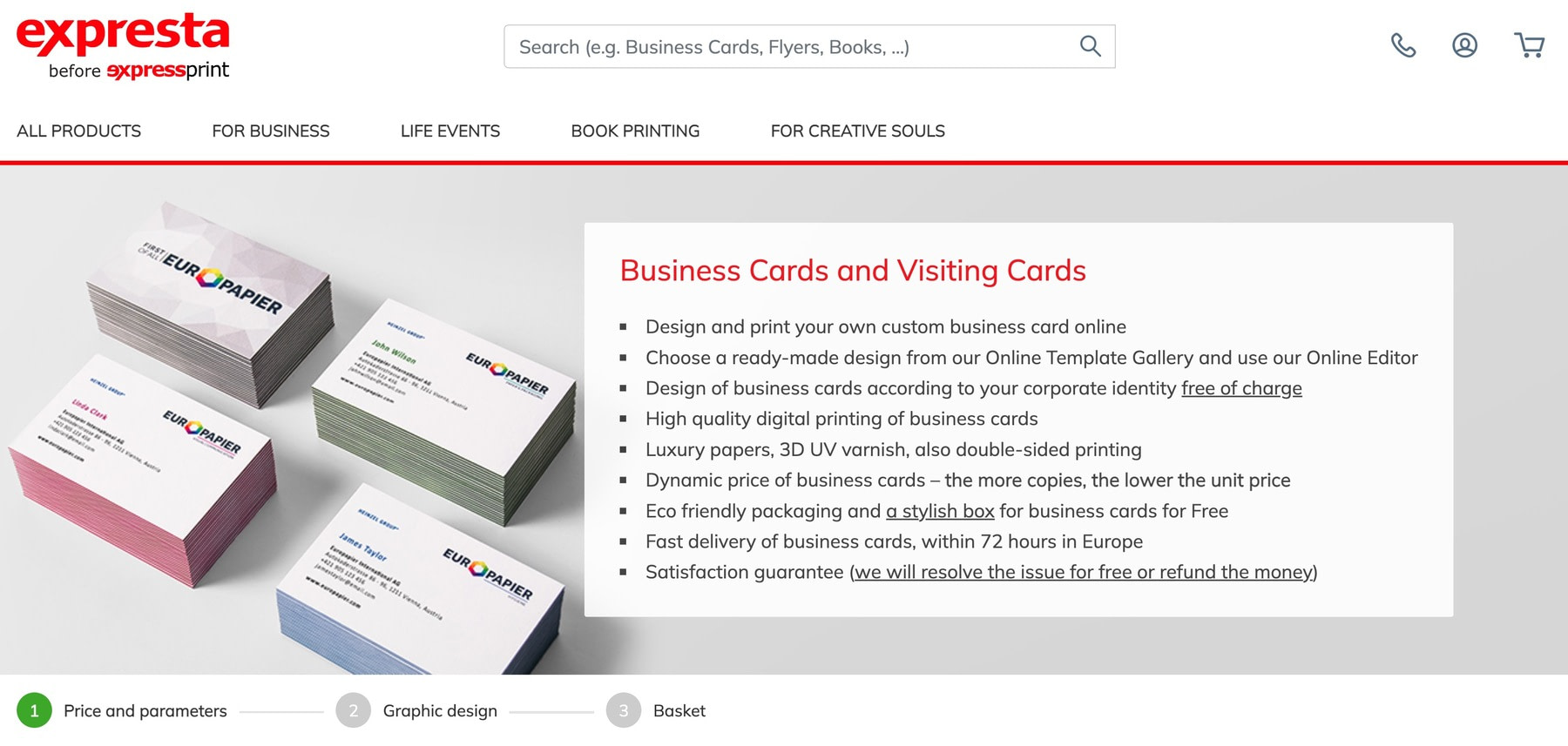 Expresta is one of the best business card printing services for people in Europe