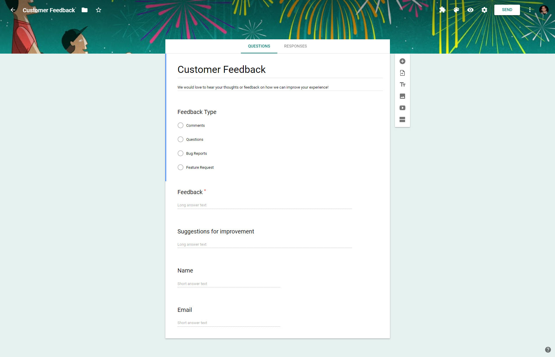 The default customer feedback template
