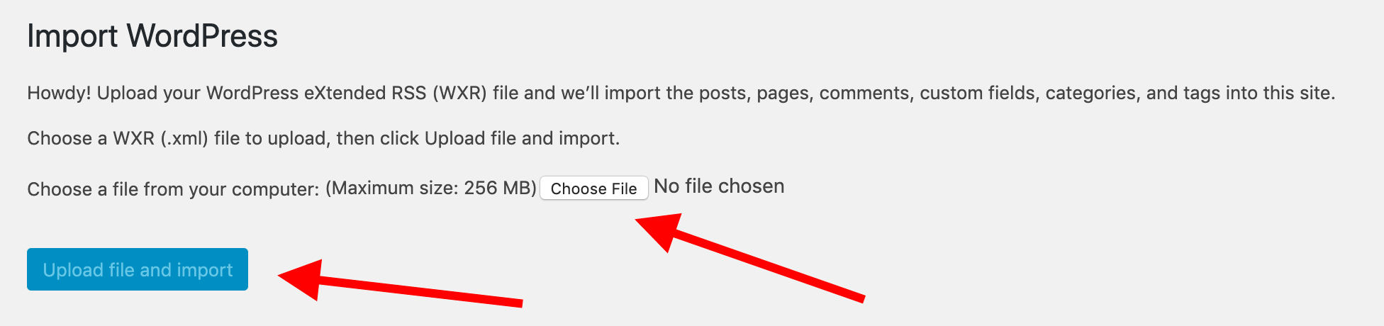 upload your import file