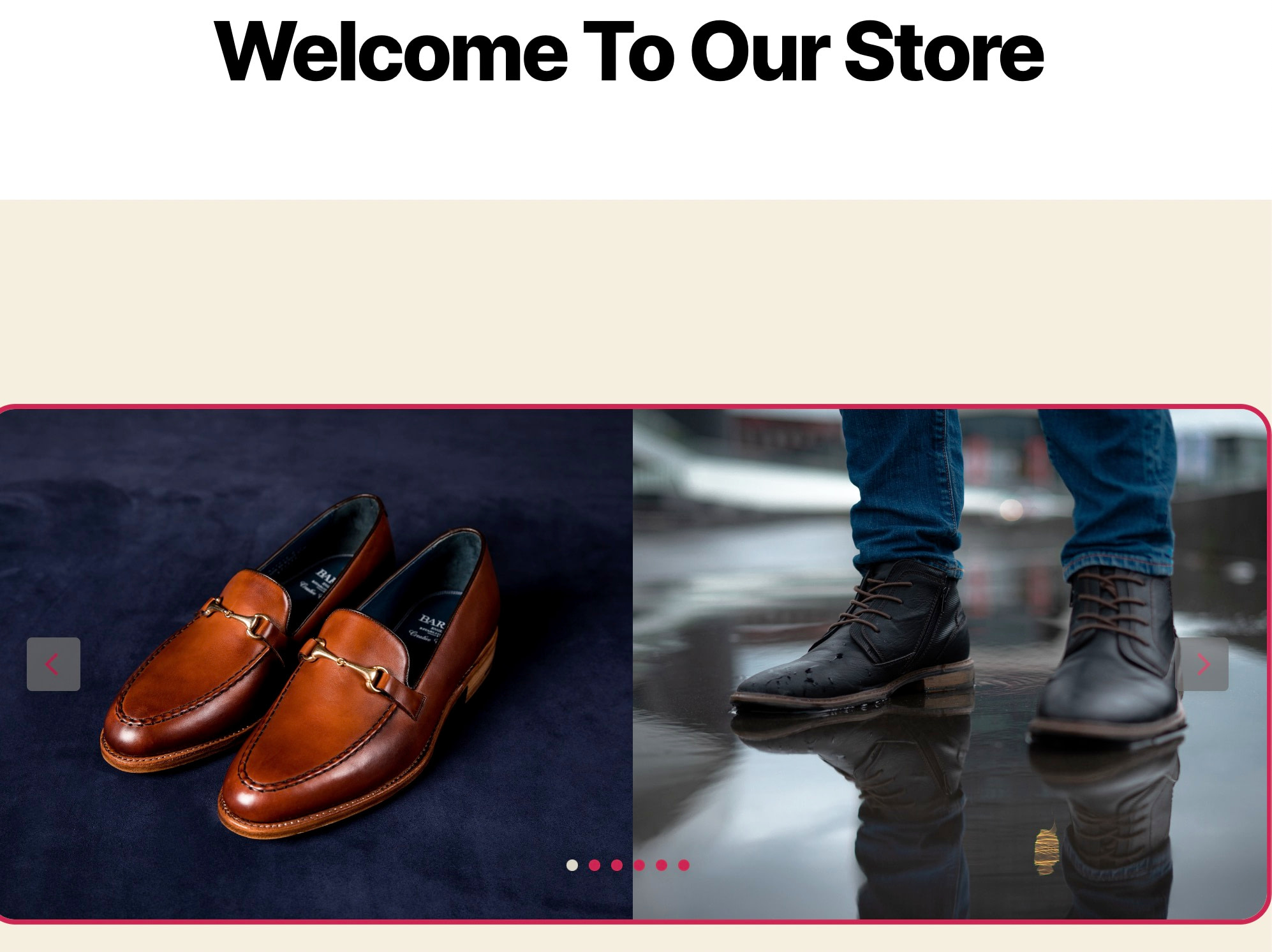 A slider on the frontend with border and red colors