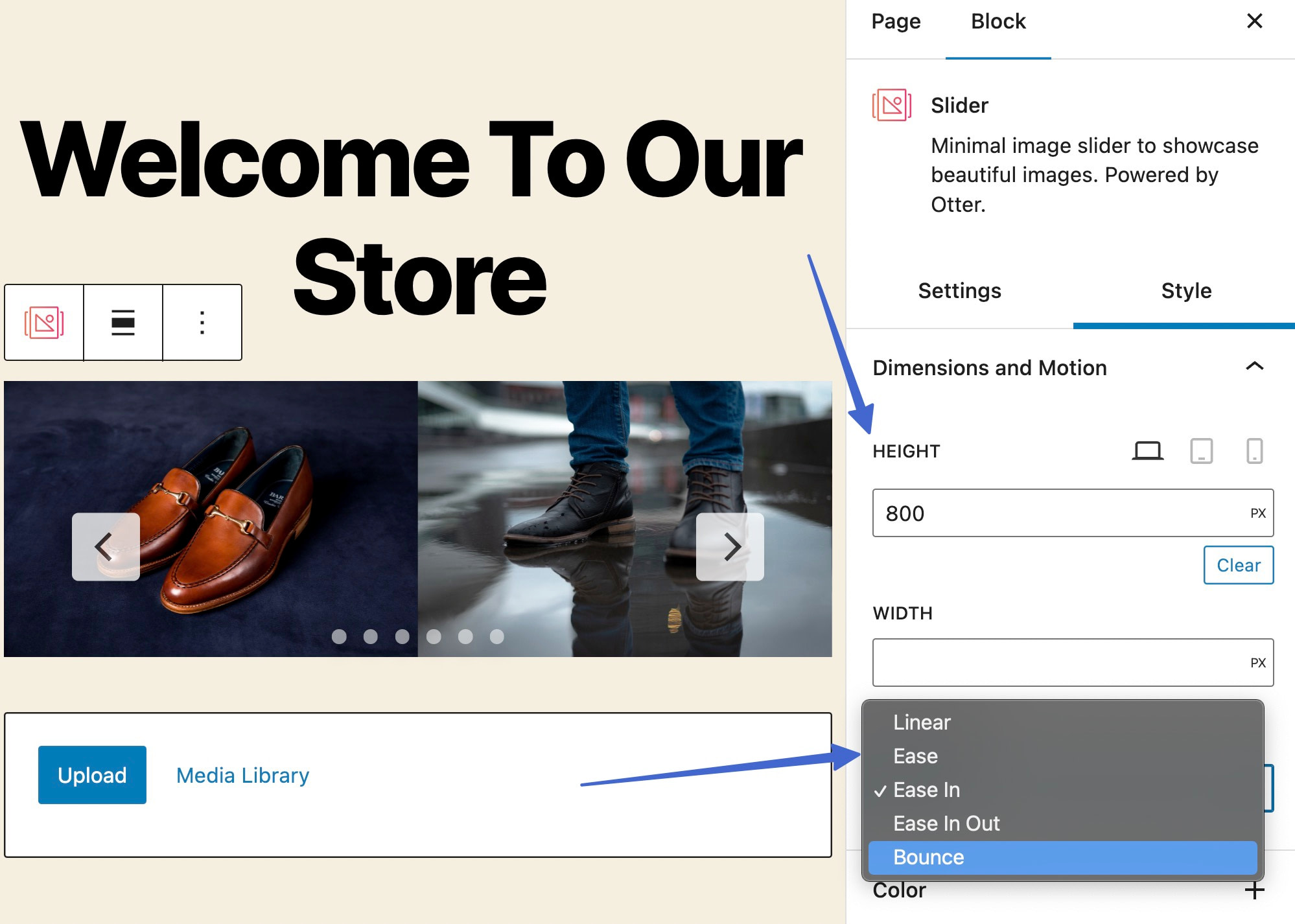 Setting the height for a slider in WordPress 