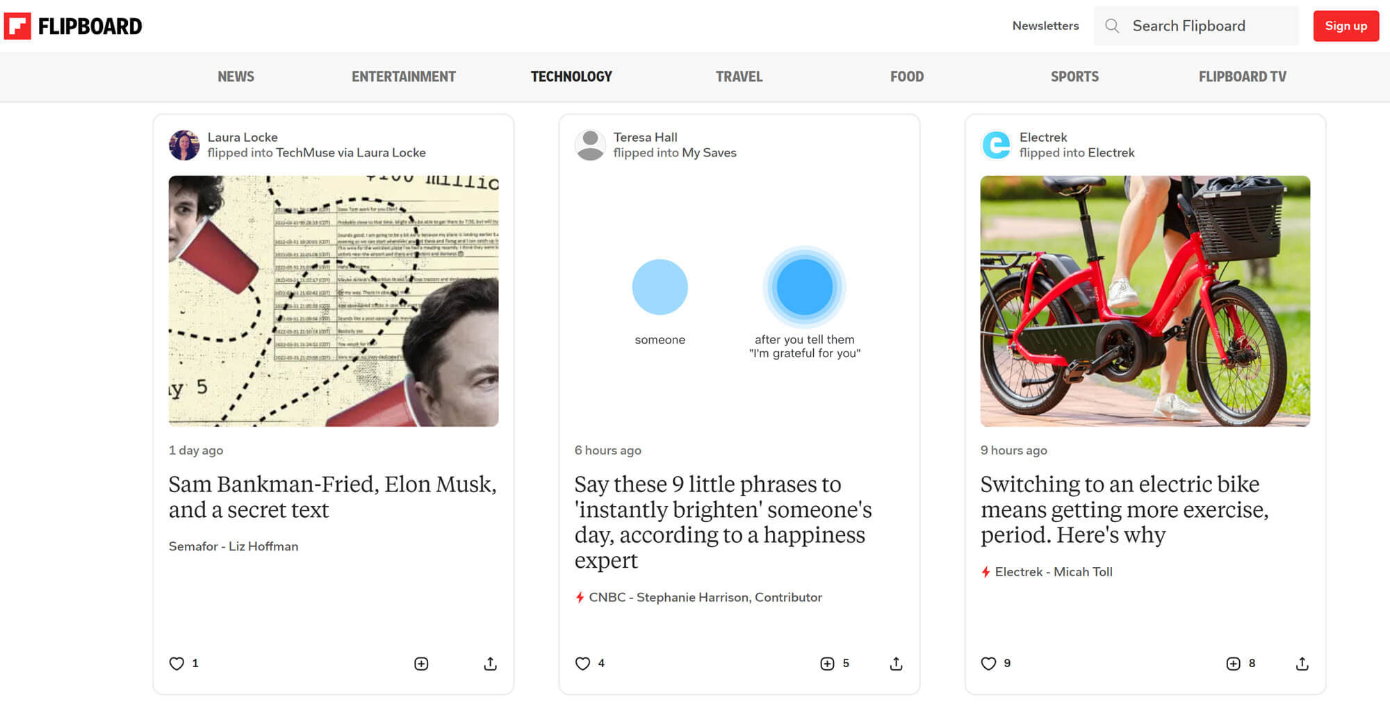 Monetizing WordPress: Flipboard news aggregator, "Technology" section