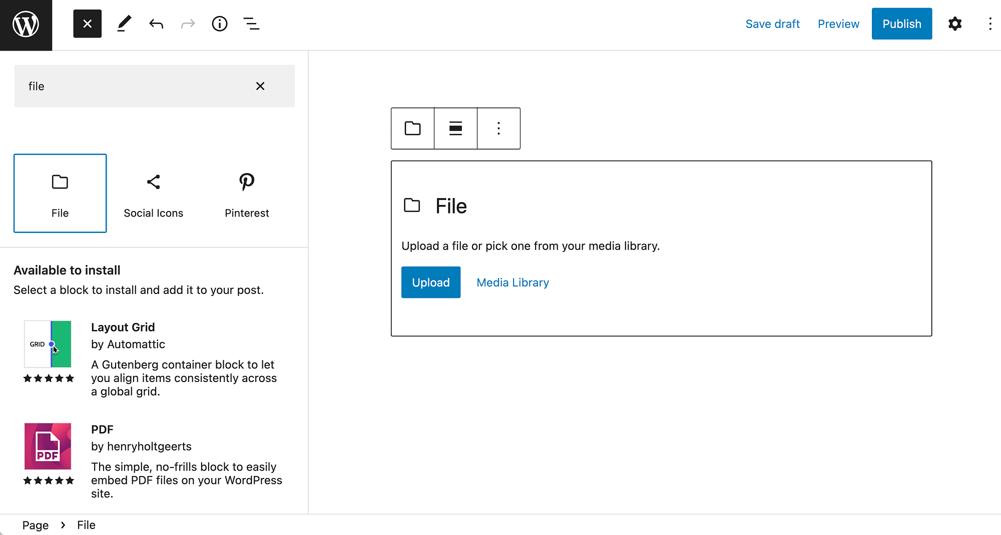 wordpress file block