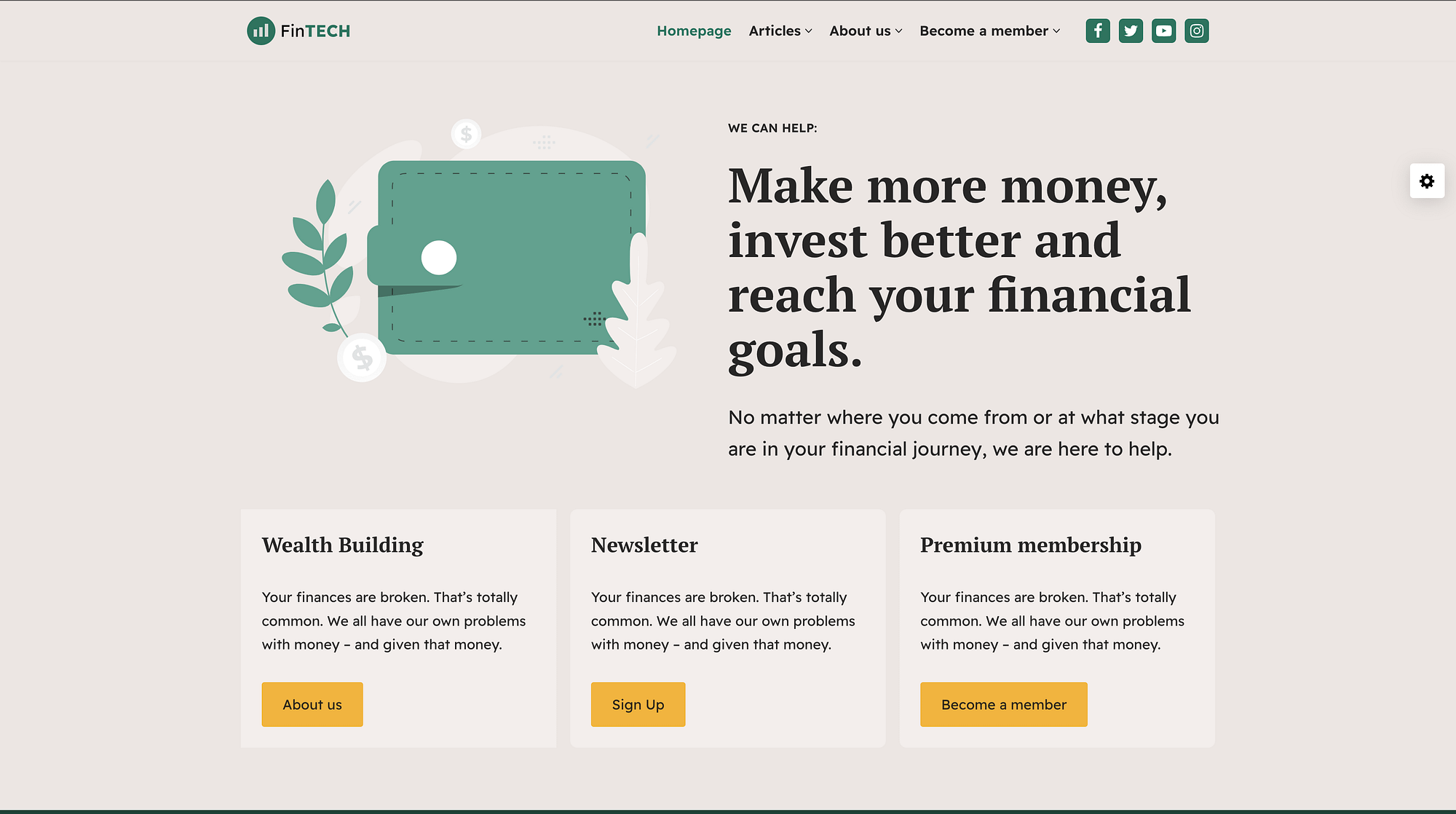 Fintech startup website