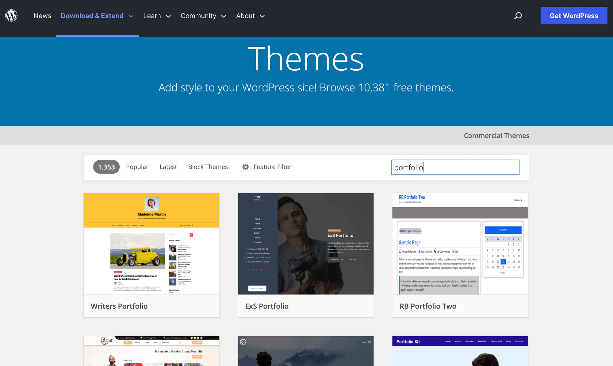 WordPress portfolio themes