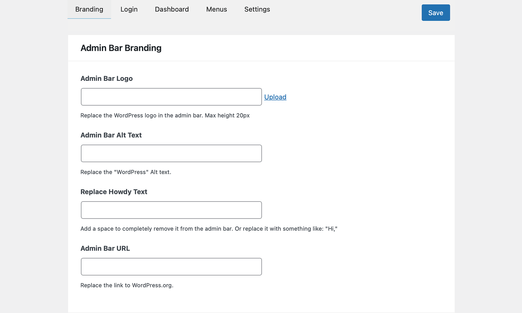 change admin bar branding in wordpress