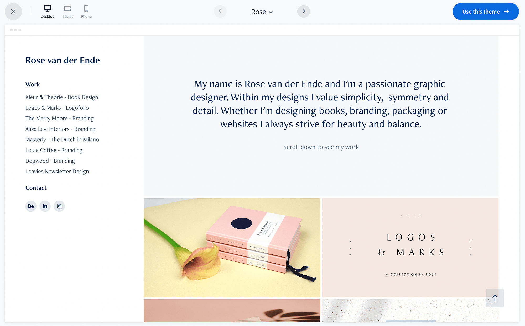 Adobe Portfolio theme