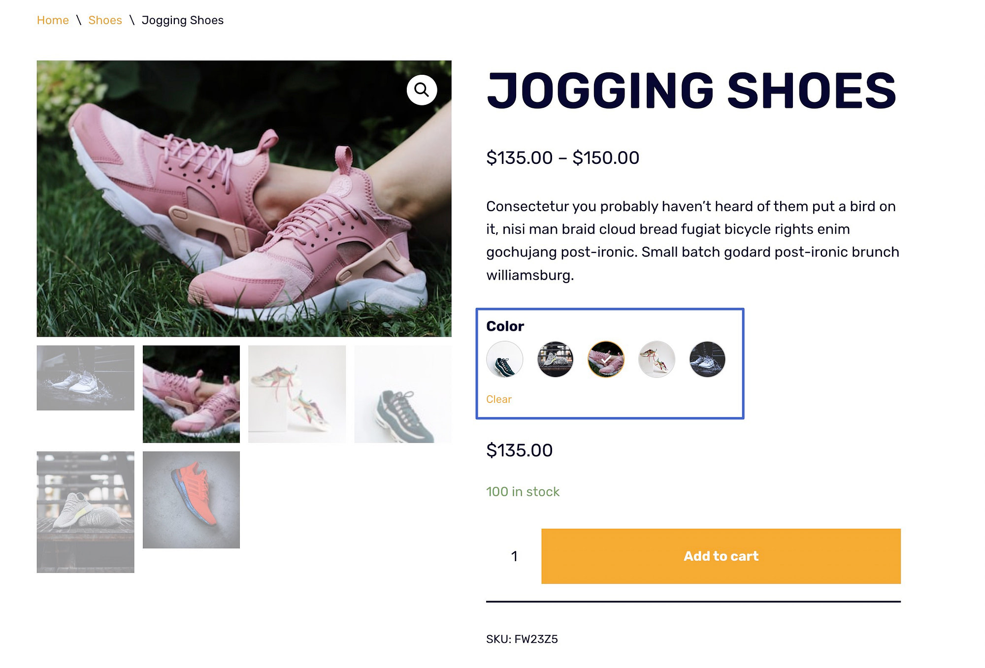variation swatches for WooCommerce in image form 