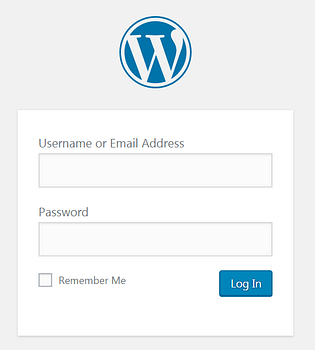 The WordPress login page URL screen.