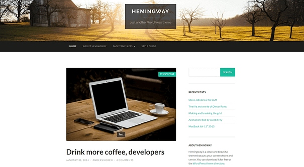 A desktop website built using Hemingway.