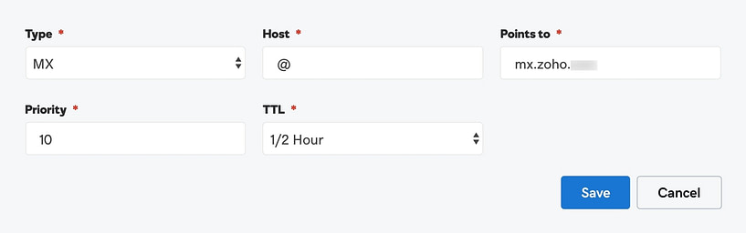 Configuring an email domain with Zoho.