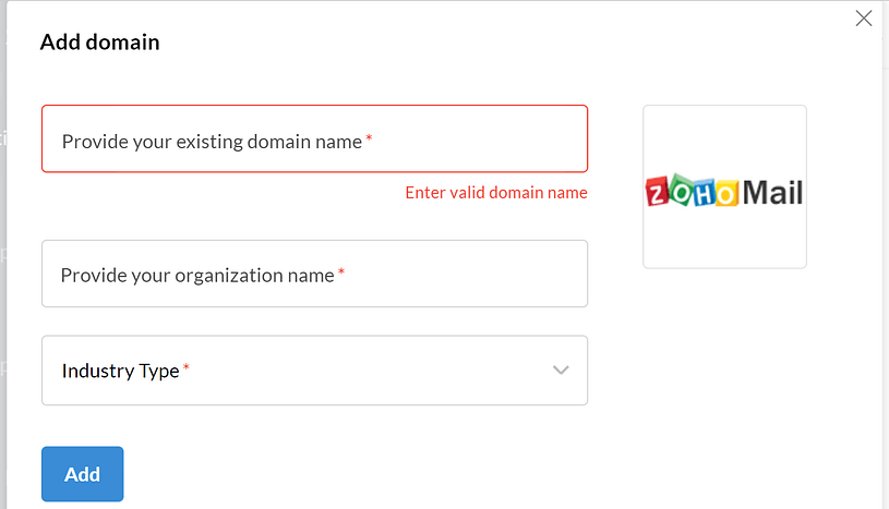 Setting up a free email domain with Zoho Mail.