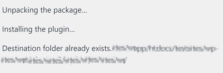 Un errore di WordPress nella cartella di destinazione.