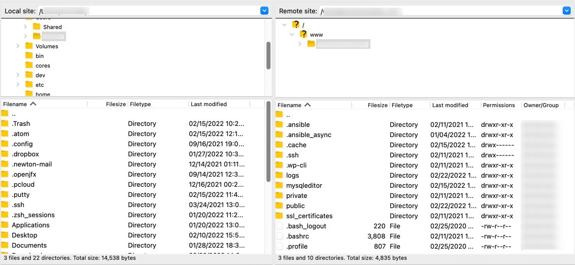 entrambi i lati del client ftp