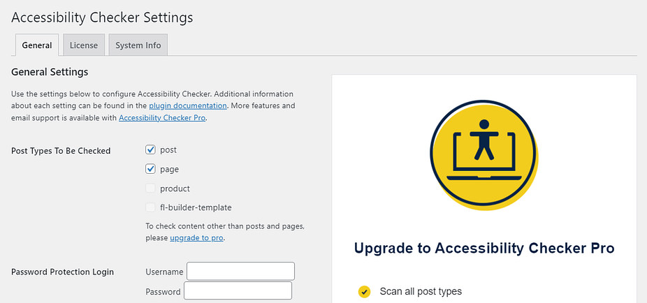 The settings for the Accessibility Checker plugin