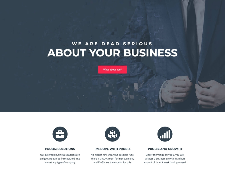 Small business landing page template