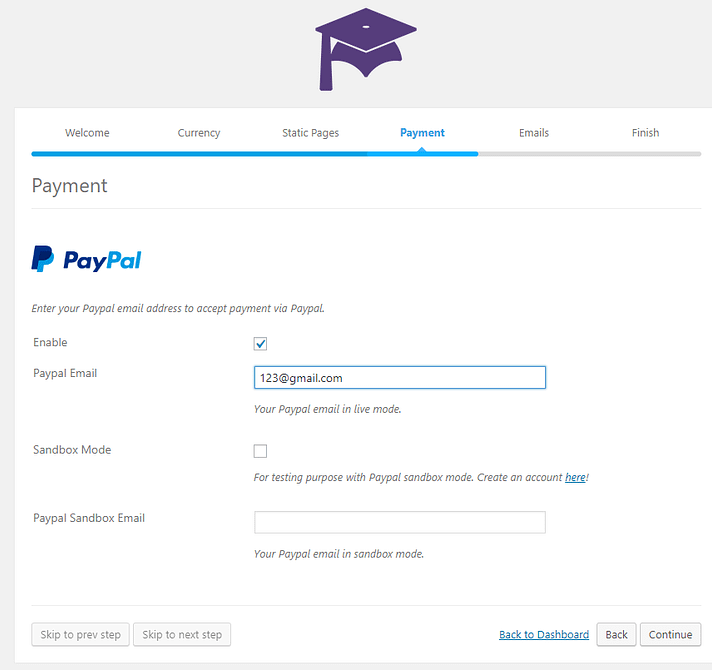 Connecting to PayPal