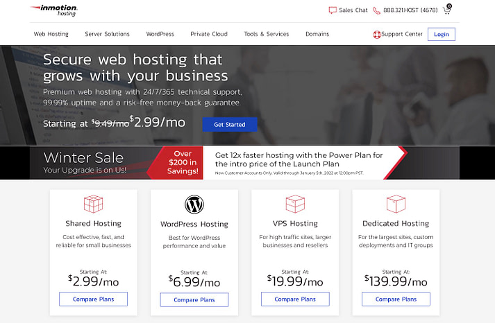 The InMotion VPS hosting website.