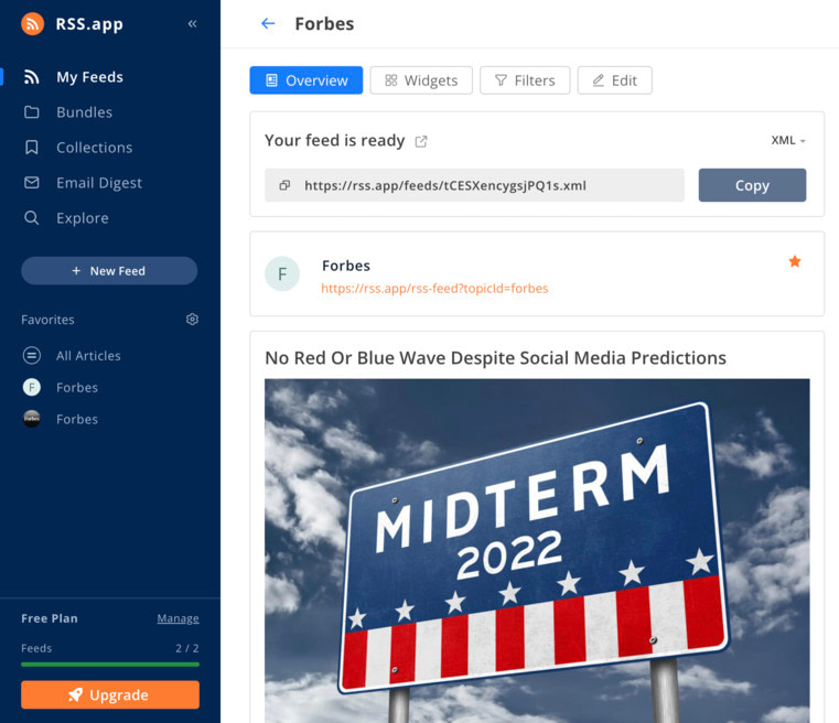 RSS app feed url