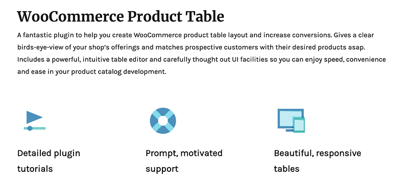 The WooCommerce Product Table plugin Homepage.